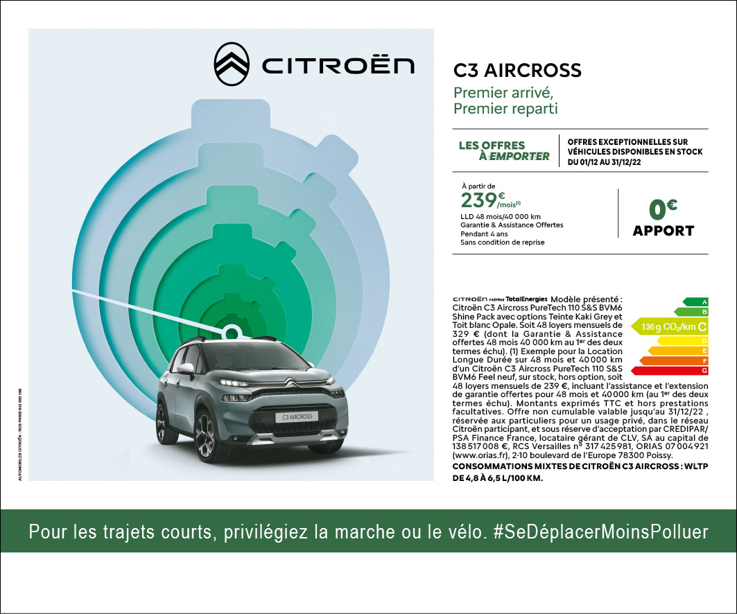Citroën C3 Aircross, prêt à partir en décembre chez Midi Auto brest